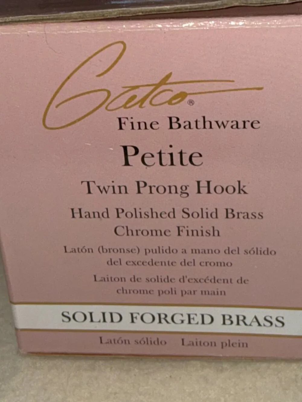 NOS Gatco Solid Forged Brass Chrome Belvedere Twin Prong Towel Robe Hook